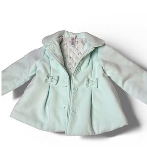 Little Me Toddler Girls Mint Green Fleece Coat Bow Accents 3t Easter Spring